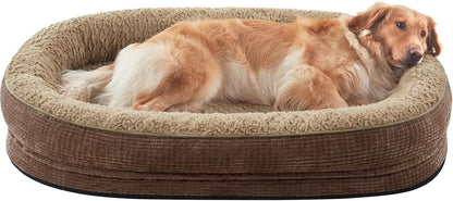 Orthopedic Dog Beds Large Sized Dog, XL Egg-Crate Memory Foam Pet Couch Bed with Bolster Sides, Waterproof Lining, Removable Washable Cover & Non-Slip Bottom, Grey