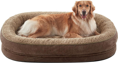 Orthopedic Dog Beds Large Sized Dog, XL Egg-Crate Memory Foam Pet Couch Bed with Bolster Sides, Waterproof Lining, Removable Washable Cover & Non-Slip Bottom, Grey