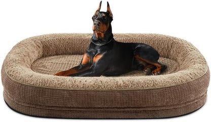 Orthopedic Dog Beds Large Sized Dog, XL Egg-Crate Memory Foam Pet Couch Bed with Bolster Sides, Waterproof Lining, Removable Washable Cover & Non-Slip Bottom, Grey