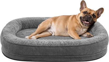 Orthopedic Dog Beds Large Sized Dog, XL Egg-Crate Memory Foam Pet Couch Bed with Bolster Sides, Waterproof Lining, Removable Washable Cover & Non-Slip Bottom, Grey