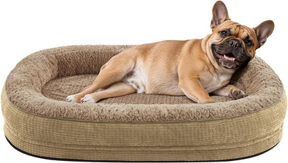 Orthopedic Dog Beds Large Sized Dog, XL Egg-Crate Memory Foam Pet Couch Bed with Bolster Sides, Waterproof Lining, Removable Washable Cover & Non-Slip Bottom, Grey