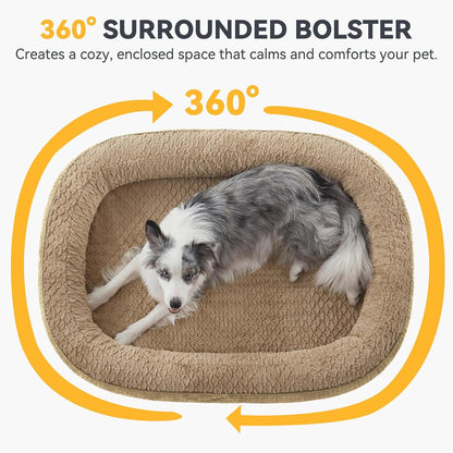 Orthopedic Dog Beds Large Sized Dog, XL Egg-Crate Memory Foam Pet Couch Bed with Bolster Sides, Waterproof Lining, Removable Washable Cover & Non-Slip Bottom, Grey