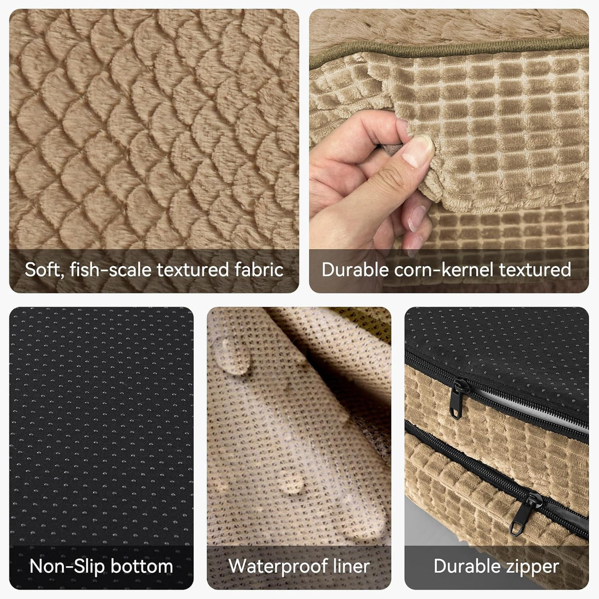 Orthopedic Dog Beds Large Sized Dog, XL Egg-Crate Memory Foam Pet Couch Bed with Bolster Sides, Waterproof Lining, Removable Washable Cover & Non-Slip Bottom, Grey