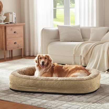 Orthopedic Dog Beds Large Sized Dog, XL Egg-Crate Memory Foam Pet Couch Bed with Bolster Sides, Waterproof Lining, Removable Washable Cover & Non-Slip Bottom, Grey