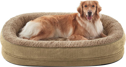 Orthopedic Dog Beds Large Sized Dog, XL Egg-Crate Memory Foam Pet Couch Bed with Bolster Sides, Waterproof Lining, Removable Washable Cover & Non-Slip Bottom, Grey