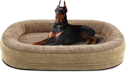 Orthopedic Dog Beds Large Sized Dog, XL Egg-Crate Memory Foam Pet Couch Bed with Bolster Sides, Waterproof Lining, Removable Washable Cover & Non-Slip Bottom, Grey