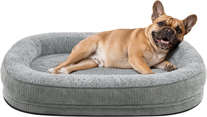 Orthopedic Dog Beds Large Sized Dog, XL Egg-Crate Memory Foam Pet Couch Bed with Bolster Sides, Waterproof Lining, Removable Washable Cover & Non-Slip Bottom, Grey