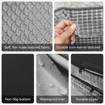 Orthopedic Dog Beds Large Sized Dog, XL Egg-Crate Memory Foam Pet Couch Bed with Bolster Sides, Waterproof Lining, Removable Washable Cover & Non-Slip Bottom, Grey