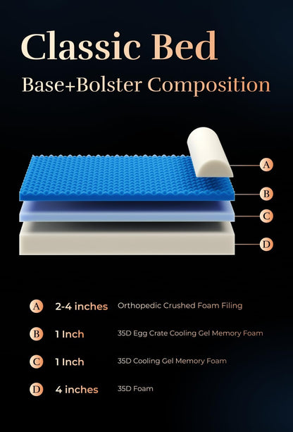 XL Dog Bed, 45x35x9.1 Inch, Orthopedic Large Dog Beds, Eggshell Memory Foam Infused with Cooling Gel, Water Resistant, Machine Washable, Includes Inner Cover