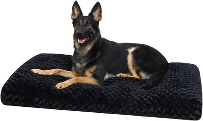 KSIIA Washable Dog Bed Medium Size Dog Crate Bed Plush Pet Mat 35"x23" Gray | Deluxe Plush Comfy Kennel Pad, Anti-Slip Bottom,Deep Sleeping Mat for Medium Dogs,Machine Washable for Easy Cleaning