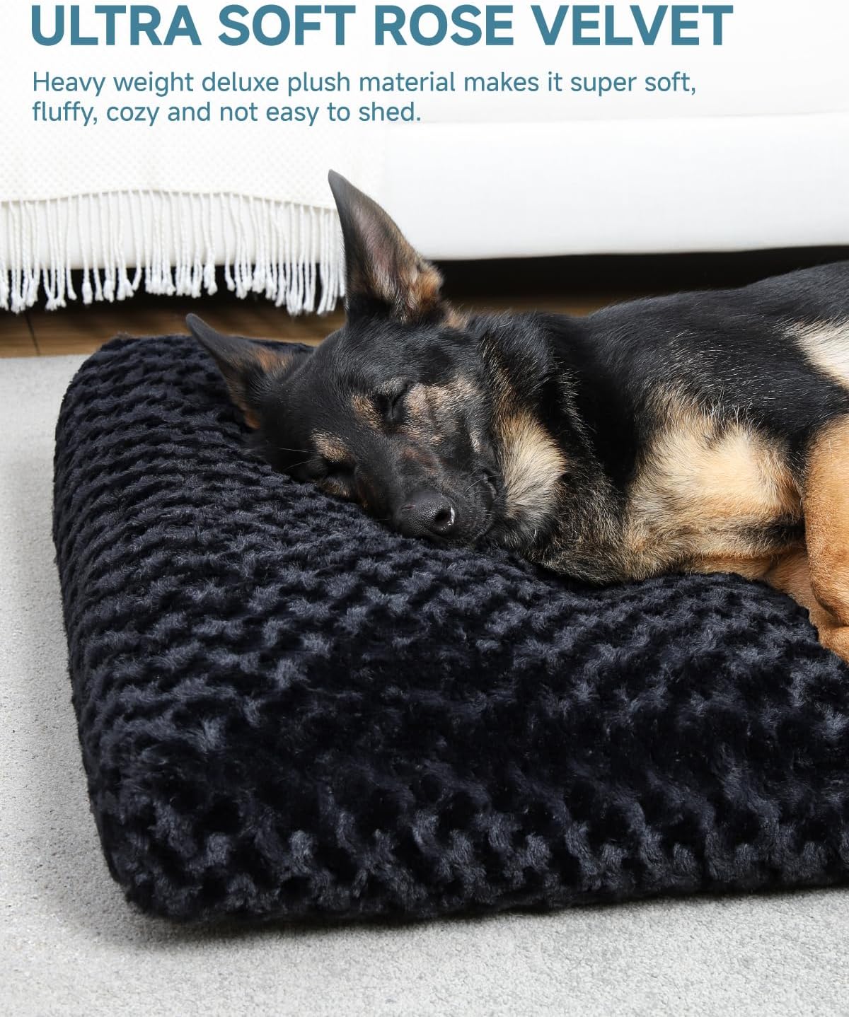 KSIIA Washable Dog Bed Medium Size Dog Crate Bed Plush Pet Mat 35"x23" Gray | Deluxe Plush Comfy Kennel Pad, Anti-Slip Bottom,Deep Sleeping Mat for Medium Dogs,Machine Washable for Easy Cleaning