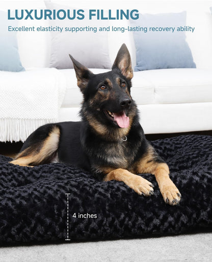 KSIIA Washable Dog Bed Medium Size Dog Crate Bed Plush Pet Mat 35"x23" Gray | Deluxe Plush Comfy Kennel Pad, Anti-Slip Bottom,Deep Sleeping Mat for Medium Dogs,Machine Washable for Easy Cleaning