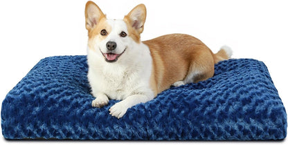 KSIIA Washable Dog Bed Medium Size Dog Crate Bed Plush Pet Mat 35"x23" Gray | Deluxe Plush Comfy Kennel Pad, Anti-Slip Bottom,Deep Sleeping Mat for Medium Dogs,Machine Washable for Easy Cleaning