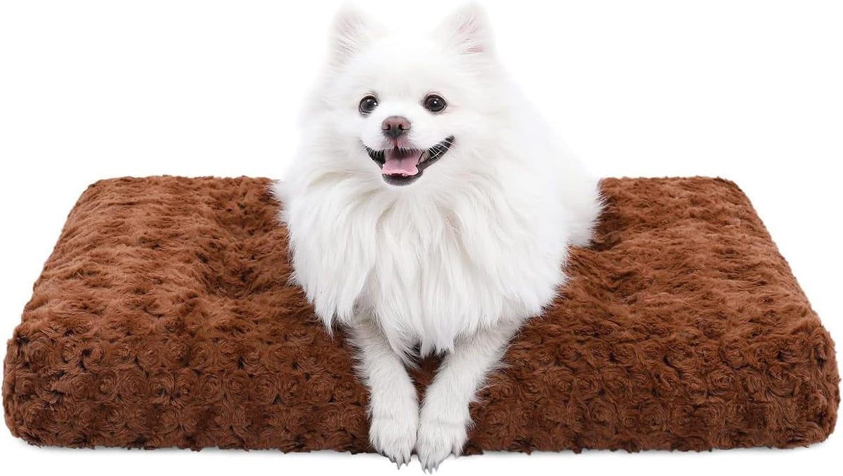 KSIIA Washable Dog Bed Medium Size Dog Crate Bed Plush Pet Mat 35"x23" Gray | Deluxe Plush Comfy Kennel Pad, Anti-Slip Bottom,Deep Sleeping Mat for Medium Dogs,Machine Washable for Easy Cleaning