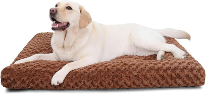 KSIIA Washable Dog Bed Medium Size Dog Crate Bed Plush Pet Mat 35"x23" Gray | Deluxe Plush Comfy Kennel Pad, Anti-Slip Bottom,Deep Sleeping Mat for Medium Dogs,Machine Washable for Easy Cleaning