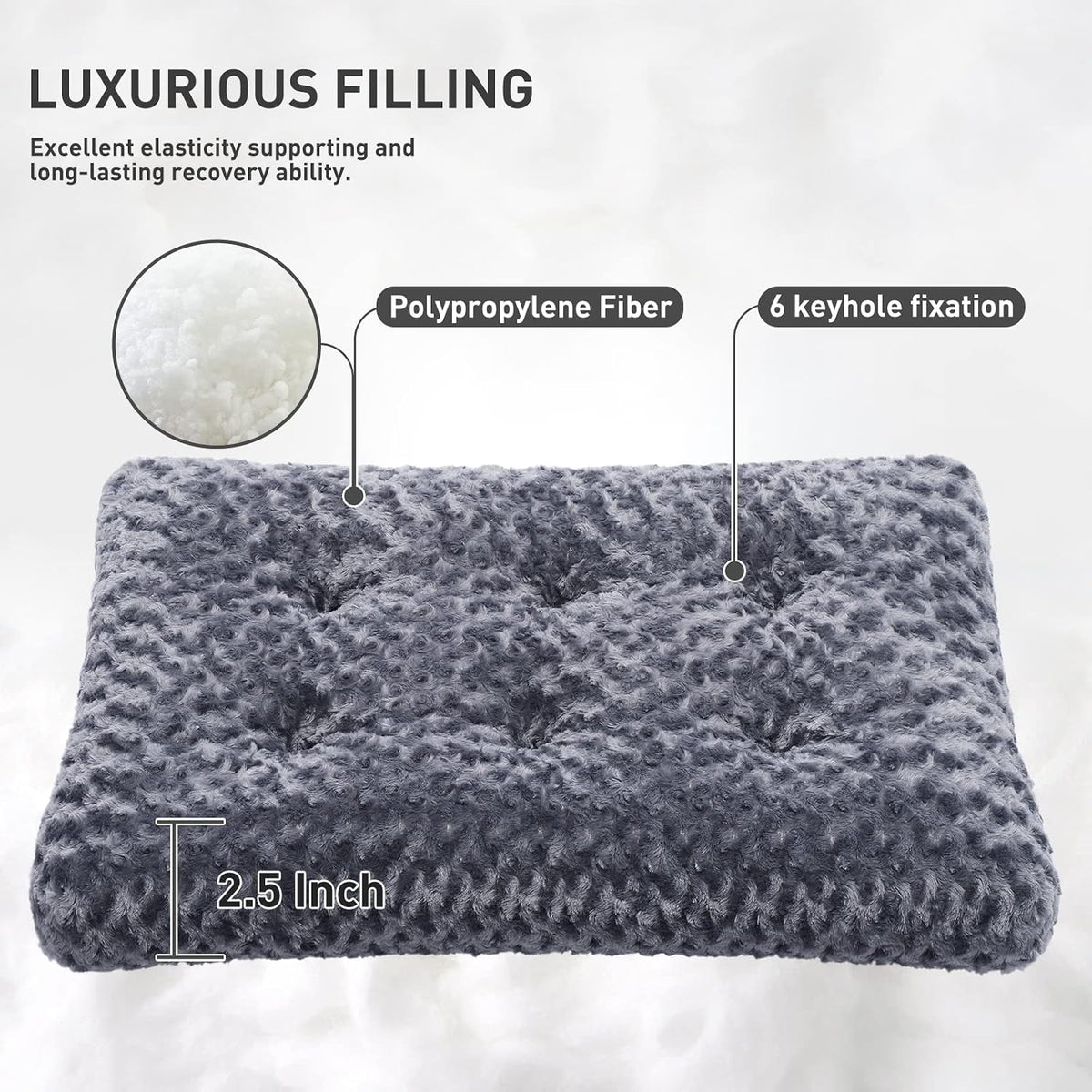 KSIIA Washable Dog Bed Medium Size Dog Crate Bed Plush Pet Mat 35"x23" Gray | Deluxe Plush Comfy Kennel Pad, Anti-Slip Bottom,Deep Sleeping Mat for Medium Dogs,Machine Washable for Easy Cleaning