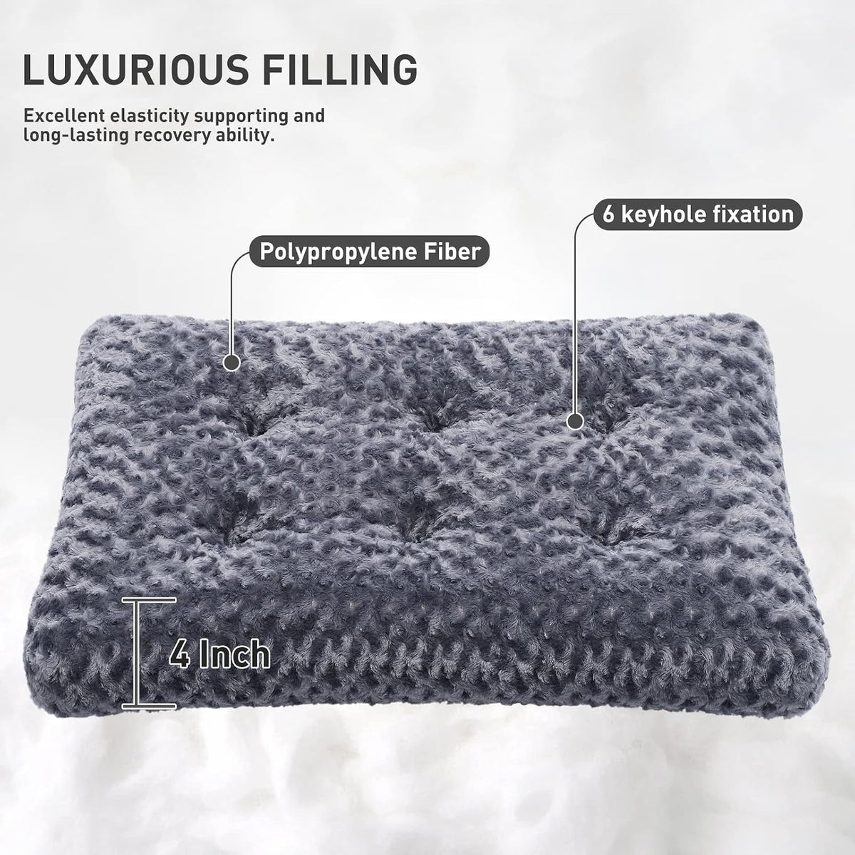 KSIIA Washable Dog Bed Medium Size Dog Crate Bed Plush Pet Mat 35"x23" Gray | Deluxe Plush Comfy Kennel Pad, Anti-Slip Bottom,Deep Sleeping Mat for Medium Dogs,Machine Washable for Easy Cleaning