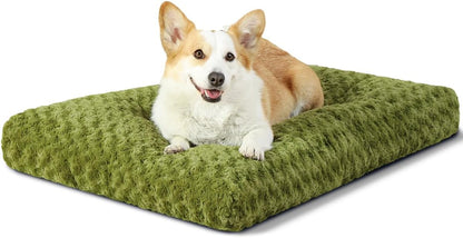 KSIIA Washable Dog Bed Medium Size Dog Crate Bed Plush Pet Mat 35"x23" Gray | Deluxe Plush Comfy Kennel Pad, Anti-Slip Bottom,Deep Sleeping Mat for Medium Dogs,Machine Washable for Easy Cleaning