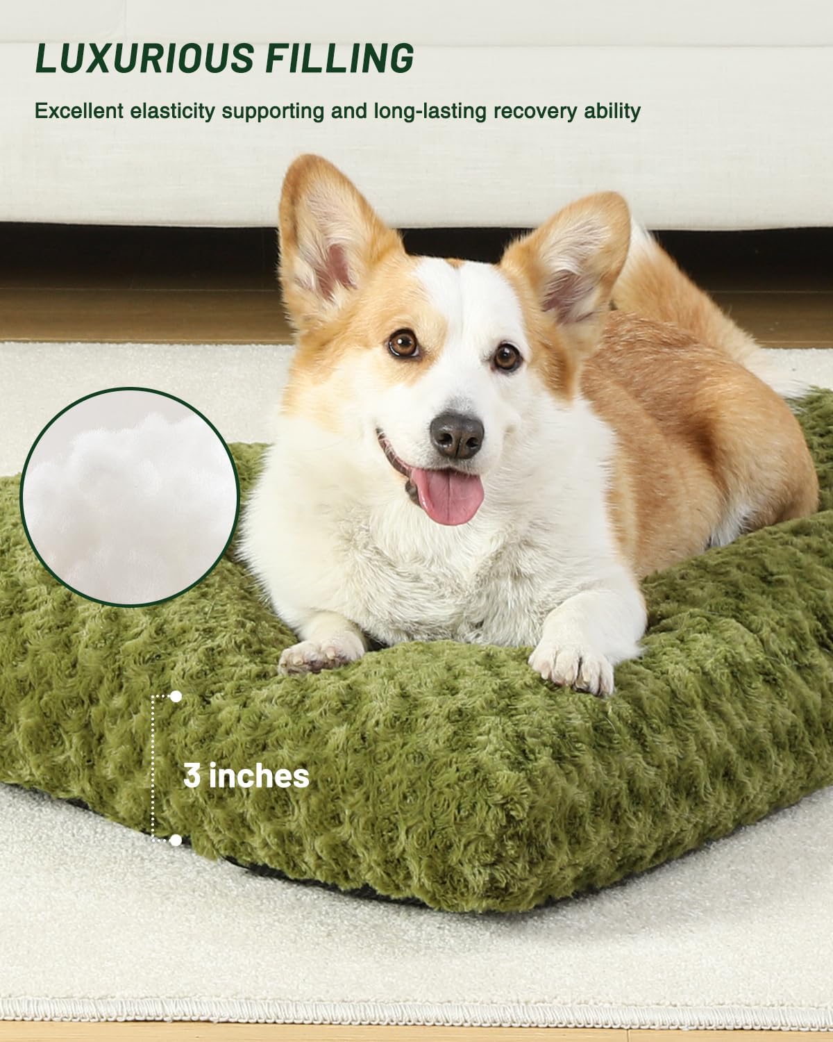 KSIIA Washable Dog Bed Medium Size Dog Crate Bed Plush Pet Mat 35"x23" Gray | Deluxe Plush Comfy Kennel Pad, Anti-Slip Bottom,Deep Sleeping Mat for Medium Dogs,Machine Washable for Easy Cleaning