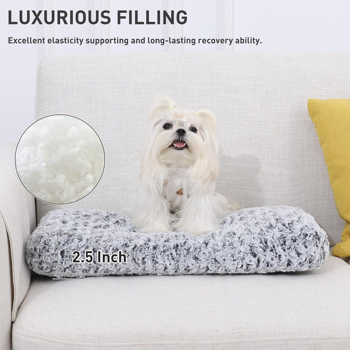 KSIIA Washable Dog Bed Medium Size Dog Crate Bed Plush Pet Mat 35"x23" Gray | Deluxe Plush Comfy Kennel Pad, Anti-Slip Bottom,Deep Sleeping Mat for Medium Dogs,Machine Washable for Easy Cleaning