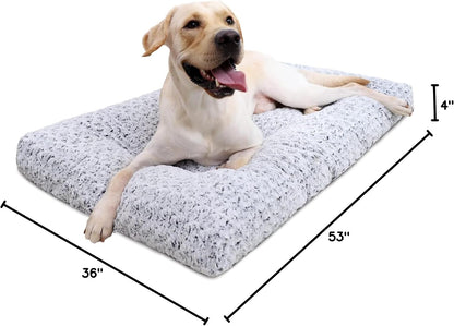 KSIIA Washable Dog Bed Medium Size Dog Crate Bed Plush Pet Mat 35"x23" Gray | Deluxe Plush Comfy Kennel Pad, Anti-Slip Bottom,Deep Sleeping Mat for Medium Dogs,Machine Washable for Easy Cleaning