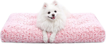 KSIIA Washable Dog Bed Medium Size Dog Crate Bed Plush Pet Mat 35"x23" Gray | Deluxe Plush Comfy Kennel Pad, Anti-Slip Bottom,Deep Sleeping Mat for Medium Dogs,Machine Washable for Easy Cleaning