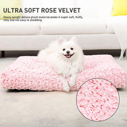 KSIIA Washable Dog Bed Medium Size Dog Crate Bed Plush Pet Mat 35"x23" Gray | Deluxe Plush Comfy Kennel Pad, Anti-Slip Bottom,Deep Sleeping Mat for Medium Dogs,Machine Washable for Easy Cleaning