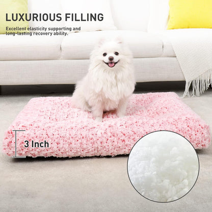 KSIIA Washable Dog Bed Medium Size Dog Crate Bed Plush Pet Mat 35"x23" Gray | Deluxe Plush Comfy Kennel Pad, Anti-Slip Bottom,Deep Sleeping Mat for Medium Dogs,Machine Washable for Easy Cleaning