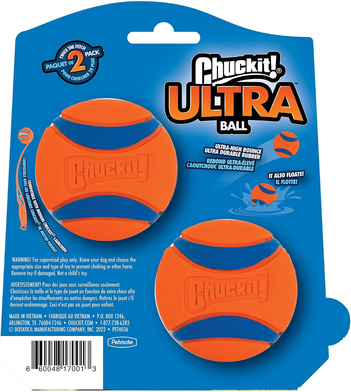 ! Ultra Ball Dog Toy, Durable Rubber, Medium 2.5-in, 2 Pack