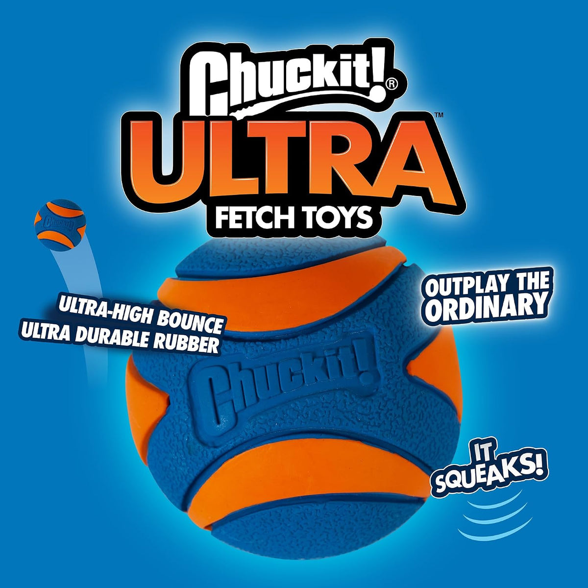 ! Ultra Ball Dog Toy, Durable Rubber, Medium 2.5-in, 2 Pack