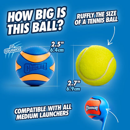 ! Ultra Ball Dog Toy, Durable Rubber, Medium 2.5-in, 2 Pack