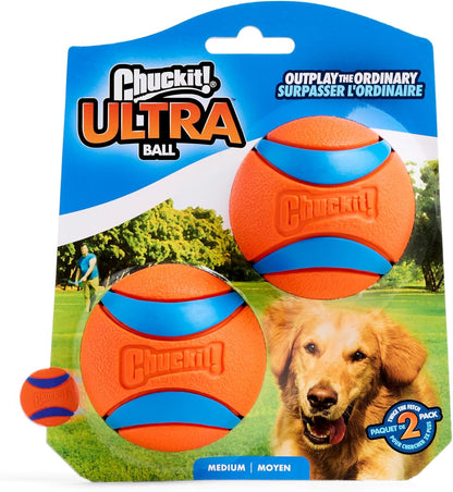 ! Ultra Ball Dog Toy, Durable Rubber, Medium 2.5-in, 2 Pack