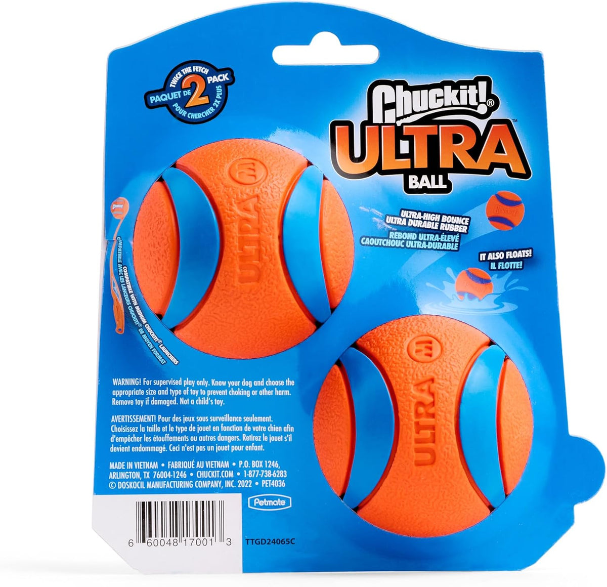 ! Ultra Ball Dog Toy, Durable Rubber, Medium 2.5-in, 2 Pack