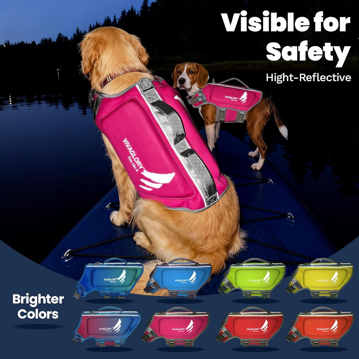 Dog Life Vest High Buoyancy Dog Swim Vest, M, Pink