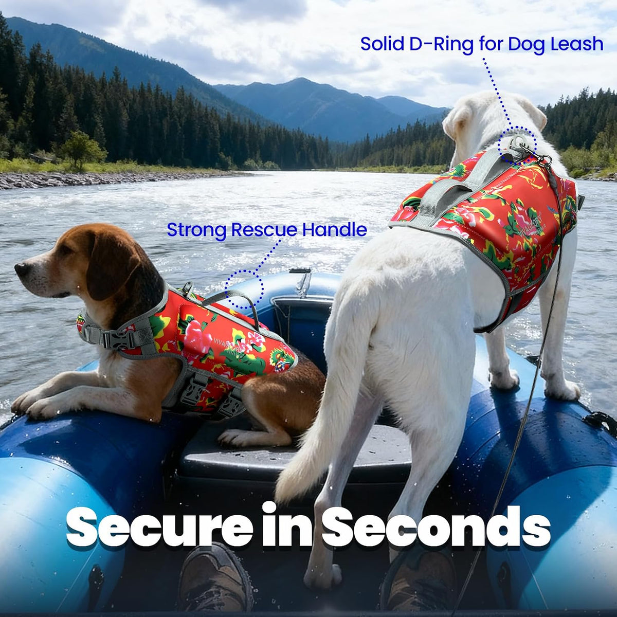 Dog Life Vest High Buoyancy Dog Swim Vest, M, Pink