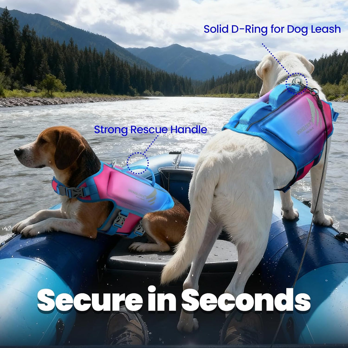 Dog Life Vest High Buoyancy Dog Swim Vest, M, Pink