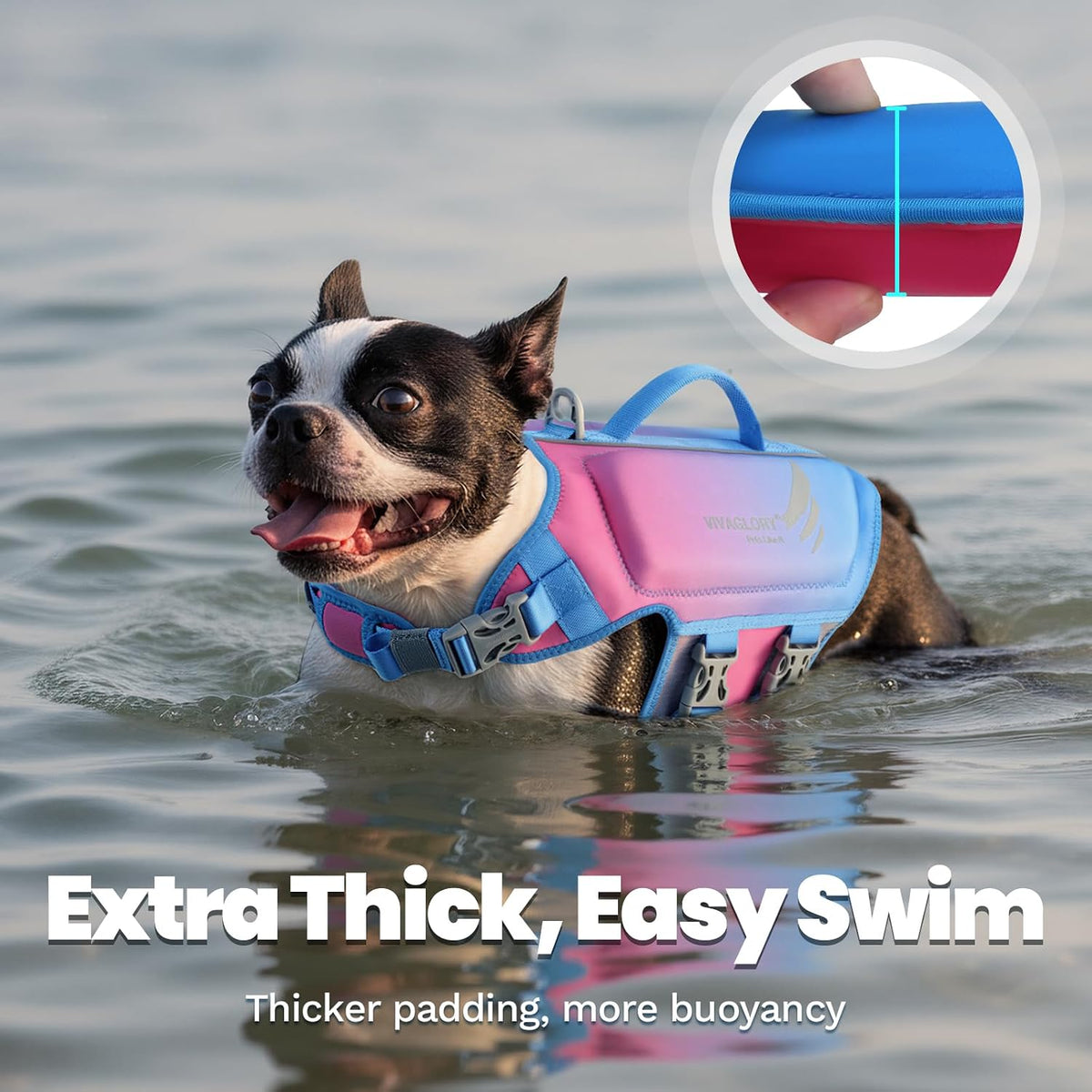 Dog Life Vest High Buoyancy Dog Swim Vest, M, Pink