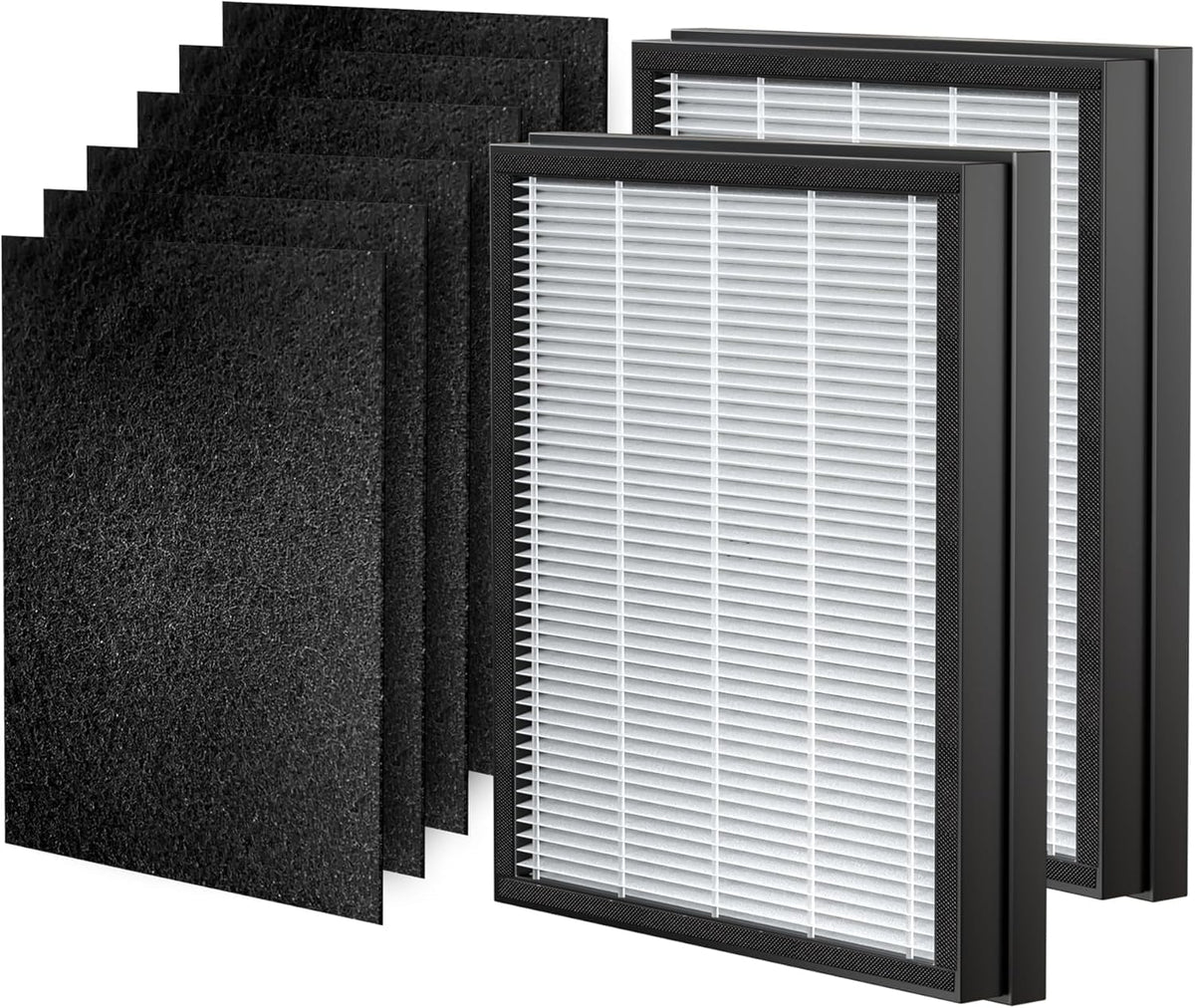 P358 Replacement Filters for P358 Pet Air Purifier, 6 Pre-Filters and 2 HEPA Composite Filters, Genuine Version, PJ358-2LX6JDM
