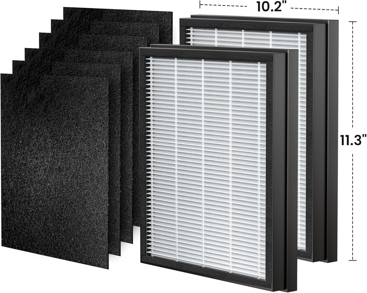 P358 Replacement Filters for P358 Pet Air Purifier, 6 Pre-Filters and 2 HEPA Composite Filters, Genuine Version, PJ358-2LX6JDM