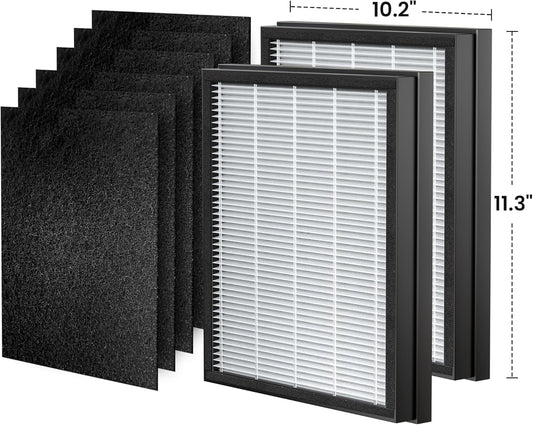 P358 Replacement Filters for P358 Pet Air Purifier, 6 Pre-Filters and 2 HEPA Composite Filters, Genuine Version, PJ358-2LX6JDM