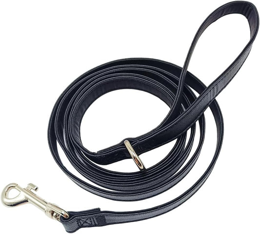 Leather Dog Leash 6 FT, Soft and Strong 5/8 Inch Dog Leather Leash with Extra D-Ring for Waste Bags and Sturdy Clip, Dogs Training Lead for Medium and Small Dogs Walking (Black)
