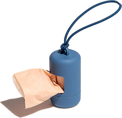 Dog Poop Bag Holder and Dispenser with Leash Attachment, Leak Proof, Easy Twist Top for Refills, Includes 1 Roll Bags, Blush