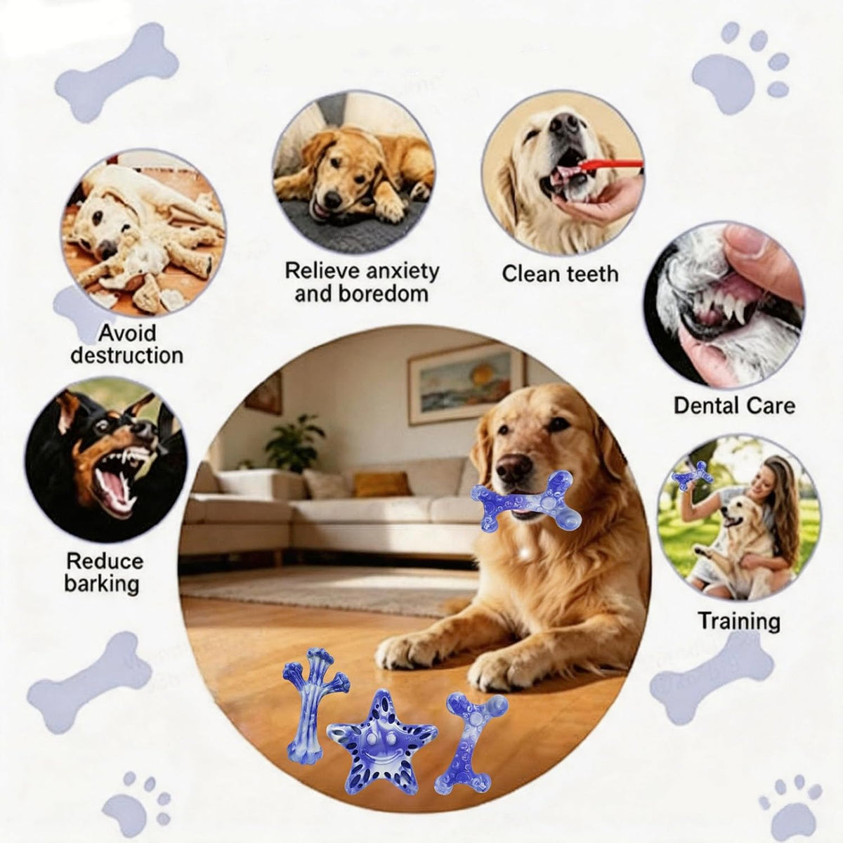 Dog Toys for Aggressive Chewers, 3-Pack Tough Dog Chew Toys