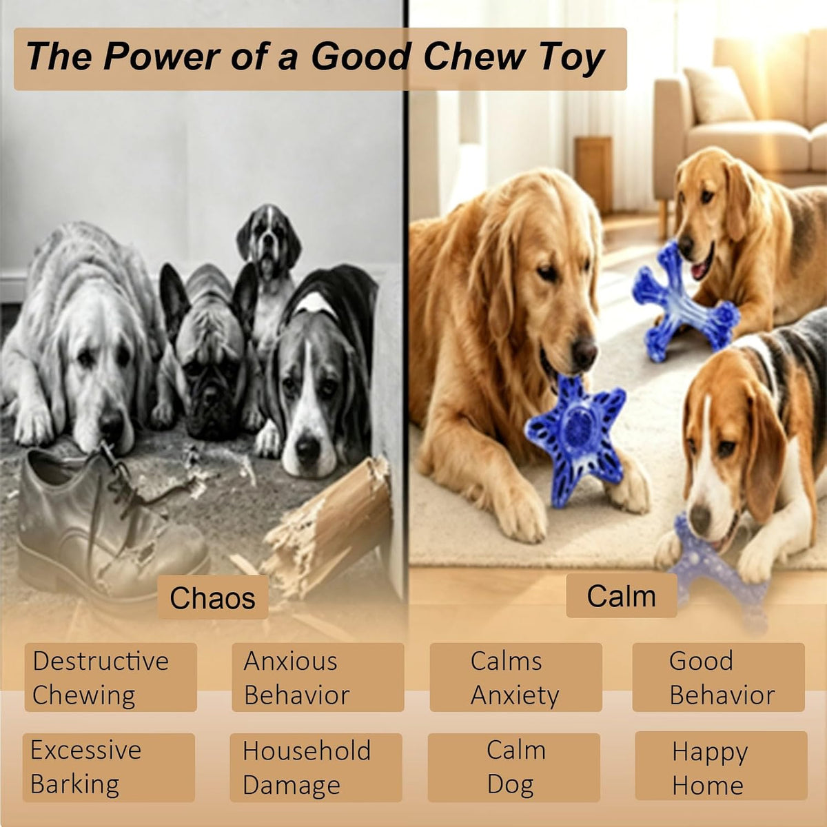 Dog Toys for Aggressive Chewers, 3-Pack Tough Dog Chew Toys