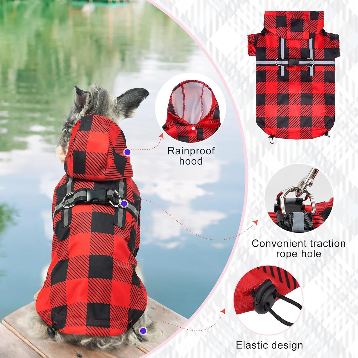 Dog Raincoats for Medium Dogs, Waterproof Rain Jacket with Hood