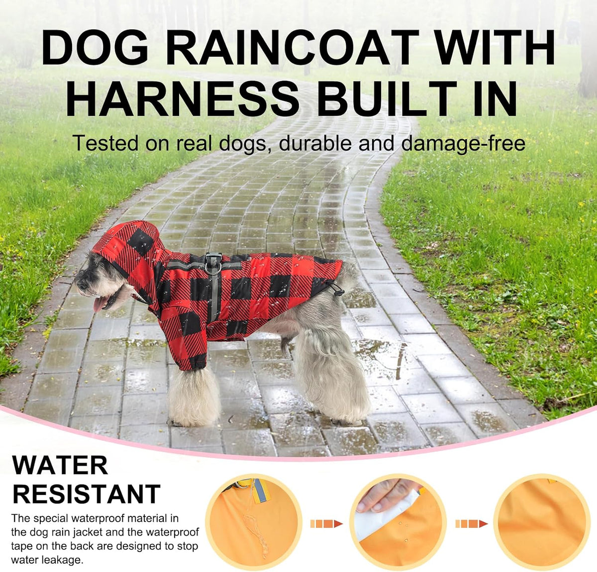 Dog Raincoats for Medium Dogs, Waterproof Rain Jacket with Hood