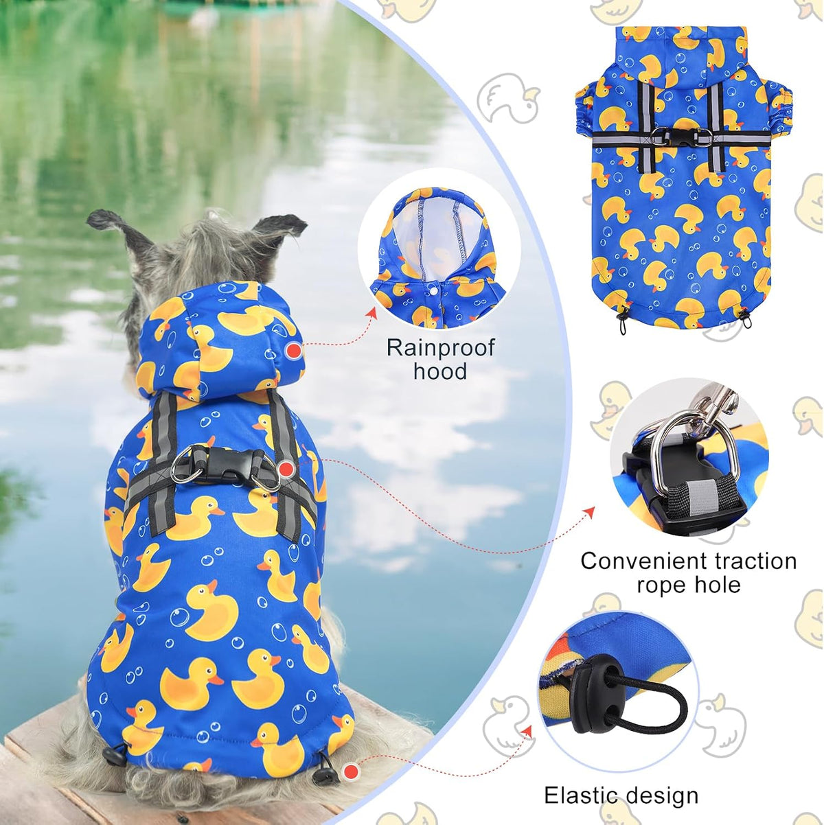Dog Raincoats for Medium Dogs, Waterproof Rain Jacket with Hood