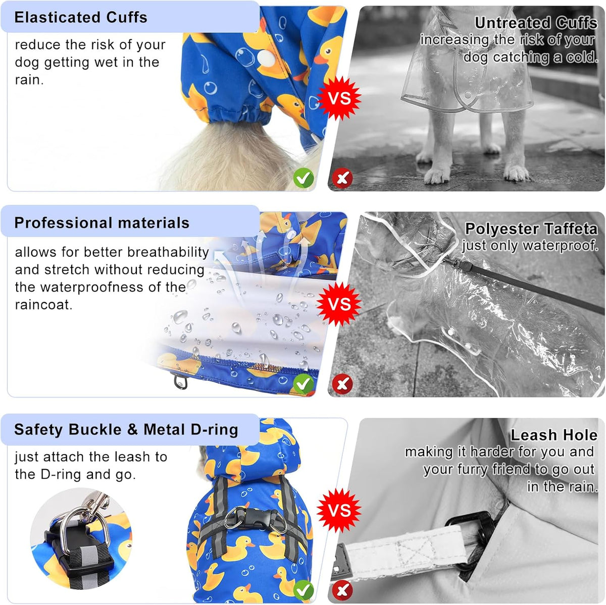 Dog Raincoats for Medium Dogs, Waterproof Rain Jacket with Hood