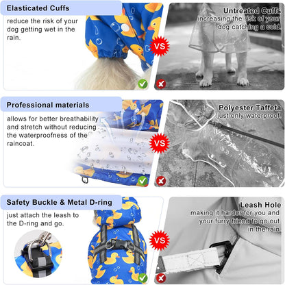 Dog Raincoats for Medium Dogs, Waterproof Rain Jacket with Hood