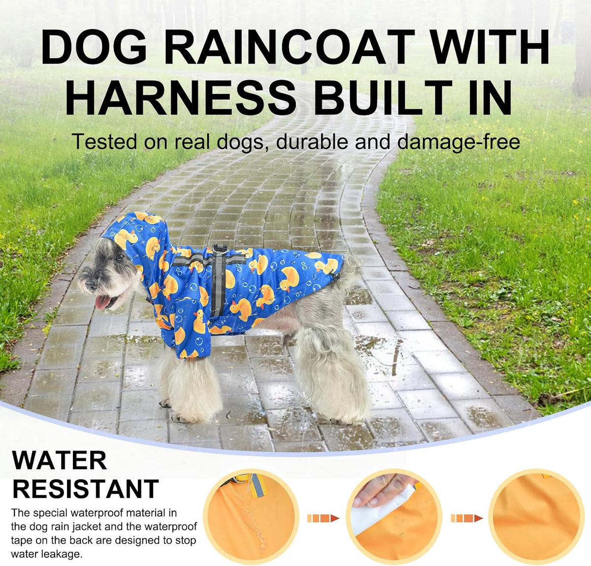 Dog Raincoats for Medium Dogs, Waterproof Rain Jacket with Hood